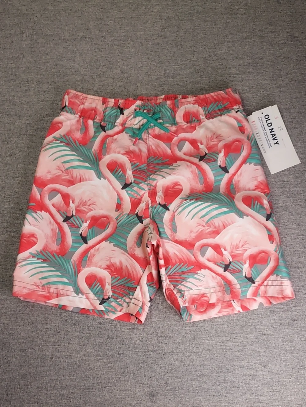 Old Navy Pink Flamingo Print Lined Swim Trunks UPF 50 Shorts Size 4T NWT